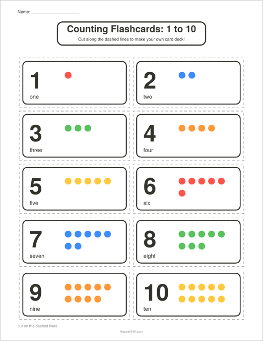 Preview of Counting Flashcards: 1 to 10
